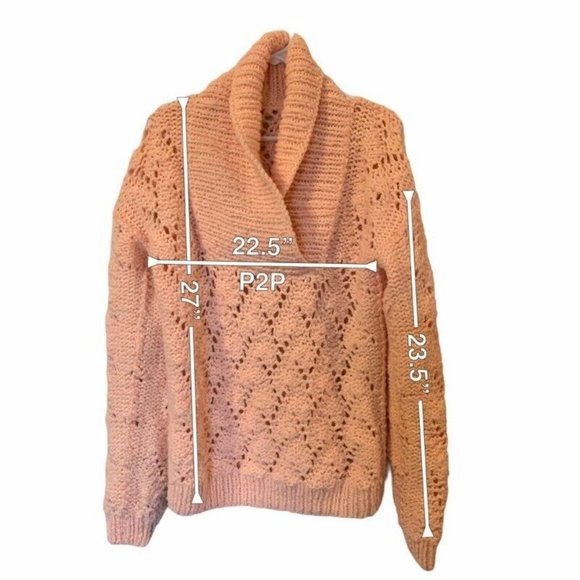 Pullover Sweater Womens Peach Long Sleeve Shawl M - Picture 6 of 7